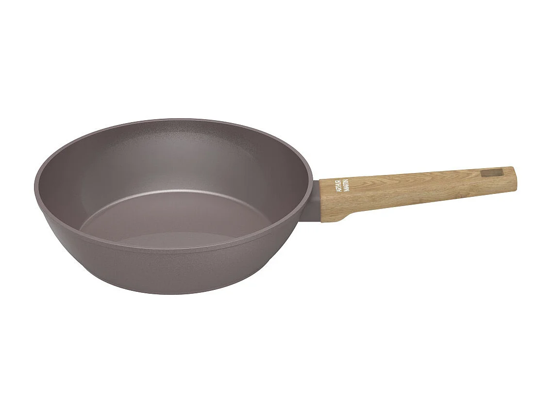 ARTHUR MARTIN AM9910 Sauteuse 24 cm céramique taupe avec couvercle et panier inox