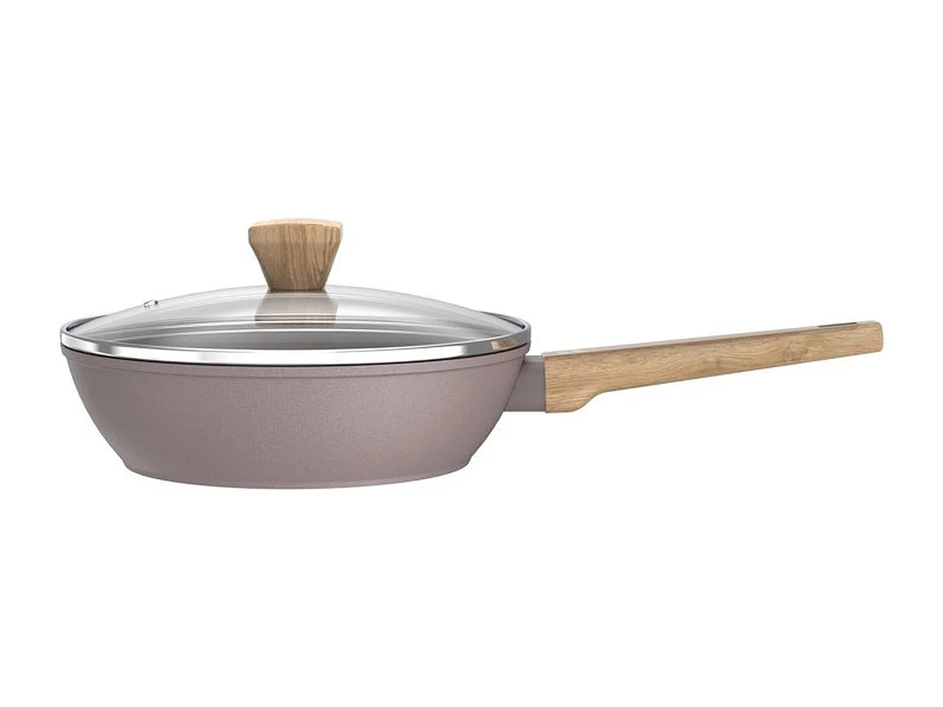 ARTHUR MARTIN AM9910 Sauteuse 24 cm céramique taupe avec couvercle et panier inox