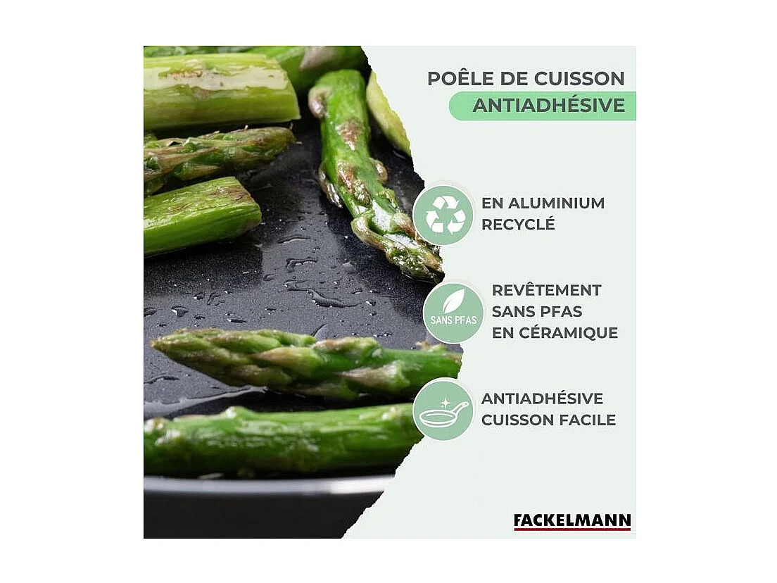 FACKELMANN Brandao - Lot de 4 poêles céramique antiadhésive (16/20/24/28 cm)