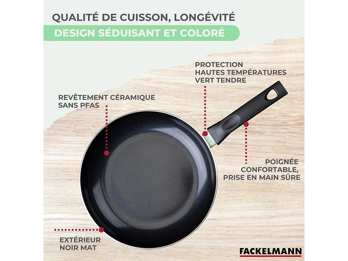 FACKELMANN Brandao - Lot de 4 poêles céramique antiadhésive (16/20/24/28 cm)
