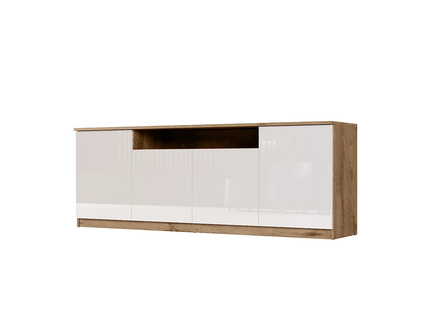 Commode moderne 200 cm avec système push-to-open, grande armoire de rangement pour salon