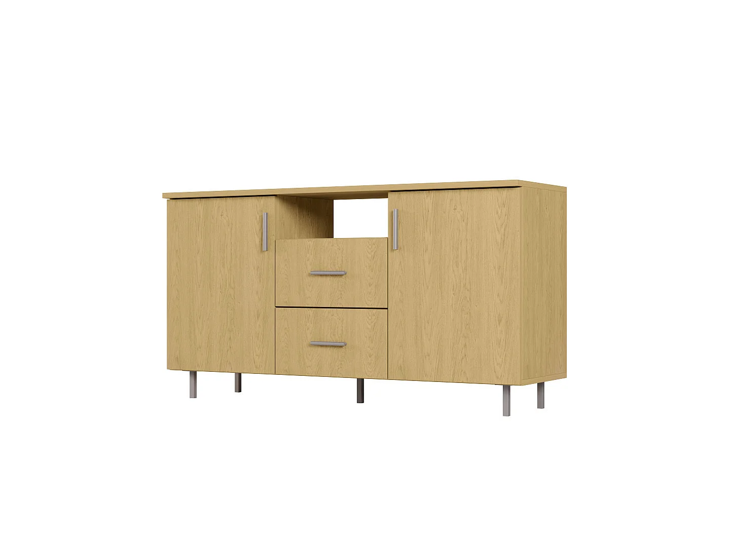 Meuble TV moderne 135 cm avec tiroirs et étagères, spacieux quincaillerie de haute qualité