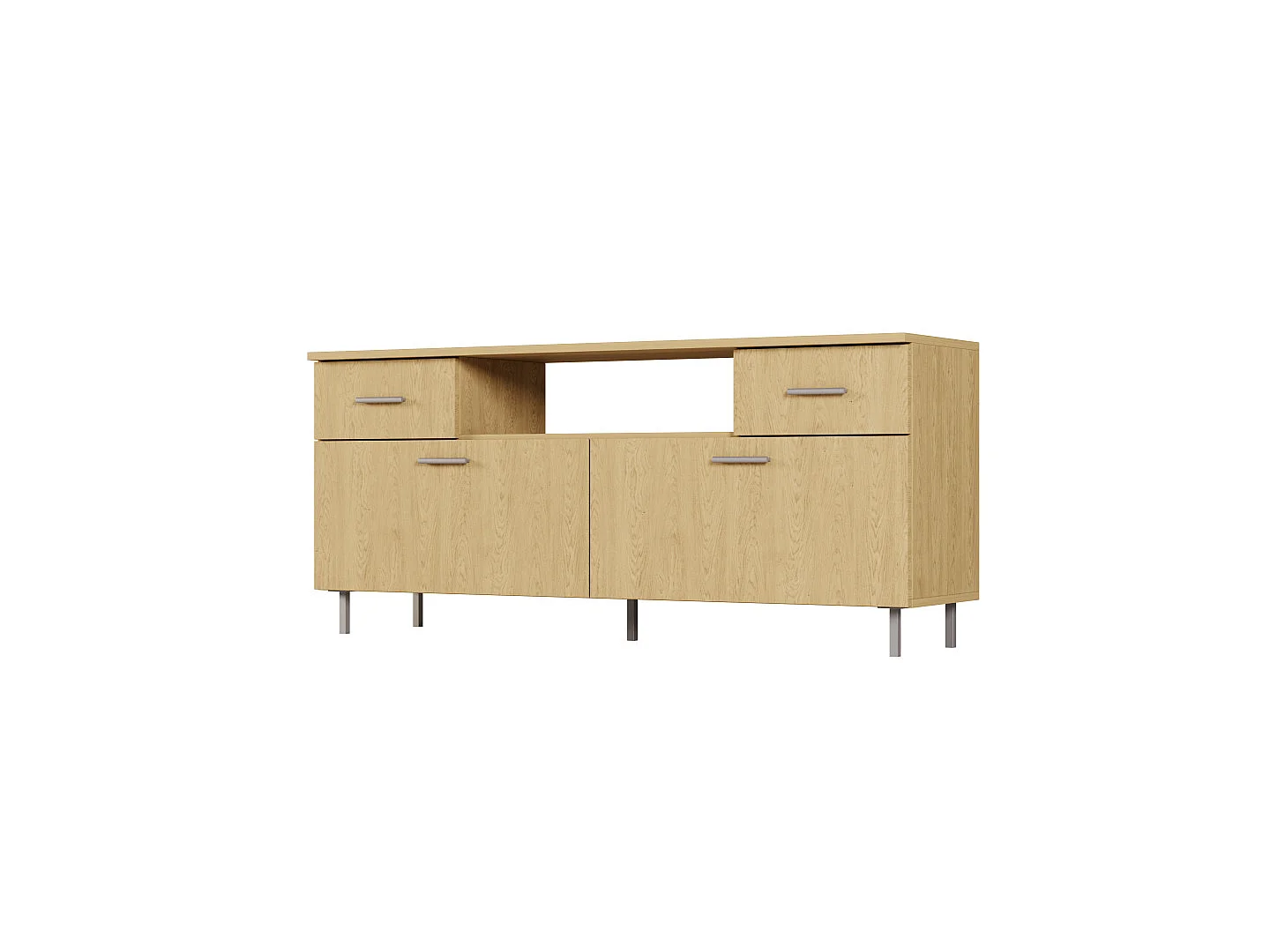 Meuble TV moderne 150 cm avec tiroirs et étagères, spacieux quincaillerie de haute qualité