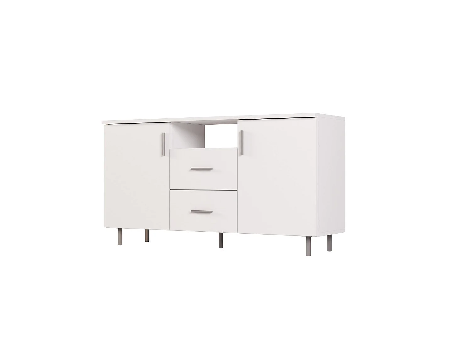 Meuble TV moderne 135 cm avec tiroirs et étagères, spacieux quincaillerie de haute qualité
