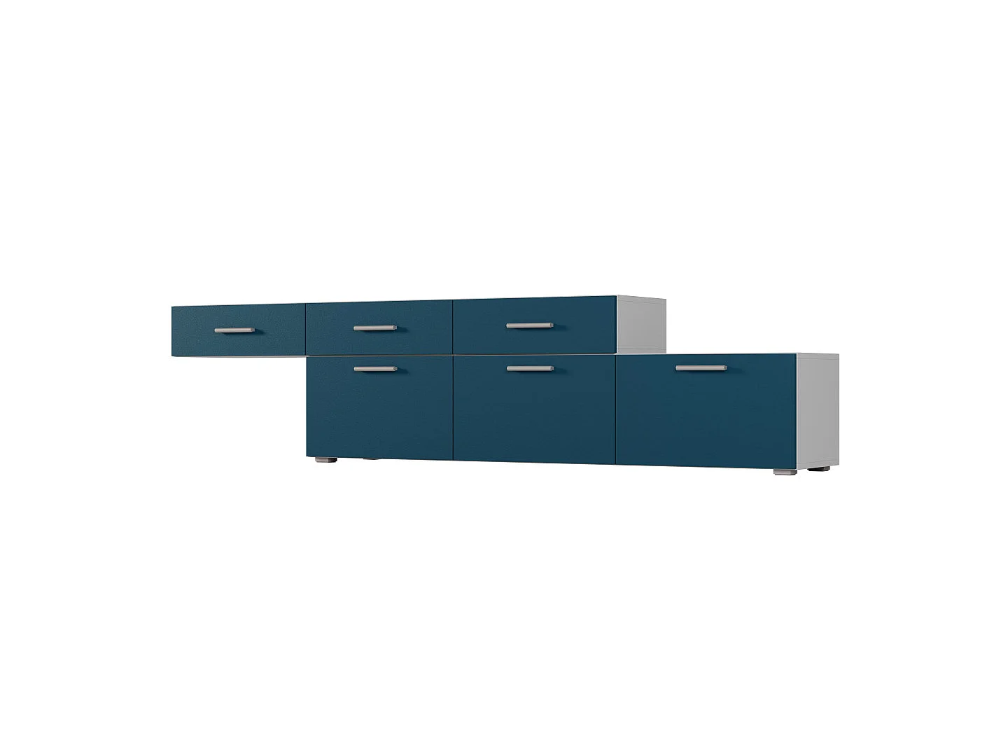 Commode modulable Multi-Smart 180–240 cm, sur pied ou suspendue, tiroirs et étagères, spacieuse et moderne quincaillerie de haute qualité