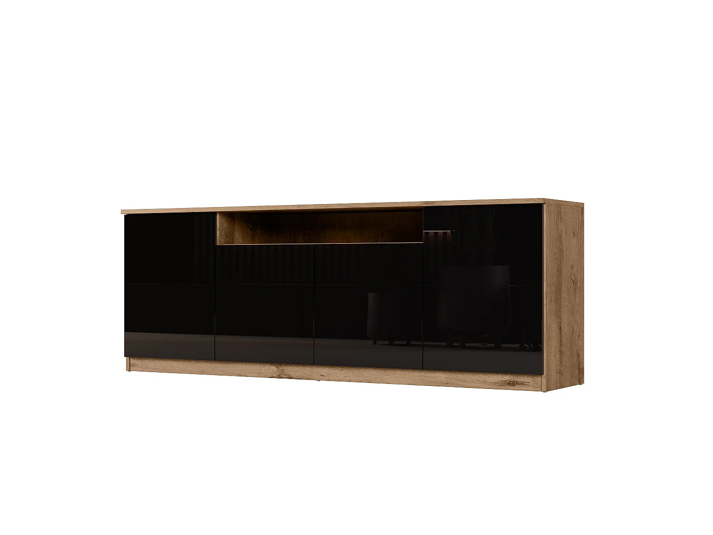 Commode moderne 200 cm avec système push-to-open, grande armoire de rangement pour salon quincaillerie de haute qualité