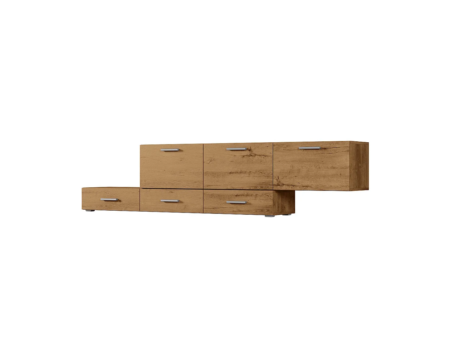 Commode modulable Multi-Smart 180–240 cm, sur pied ou suspendue, tiroirs et étagères, spacieuse et moderne
