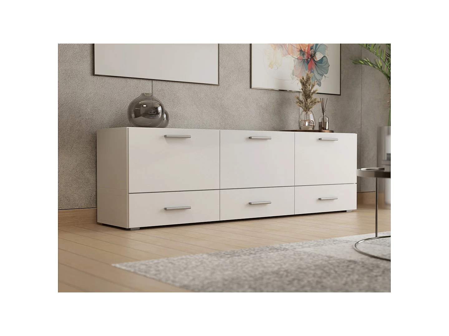 Commode modulable Multi-Smart 180–240 cm, sur pied ou suspendue, tiroirs et étagères, spacieuse et moderne