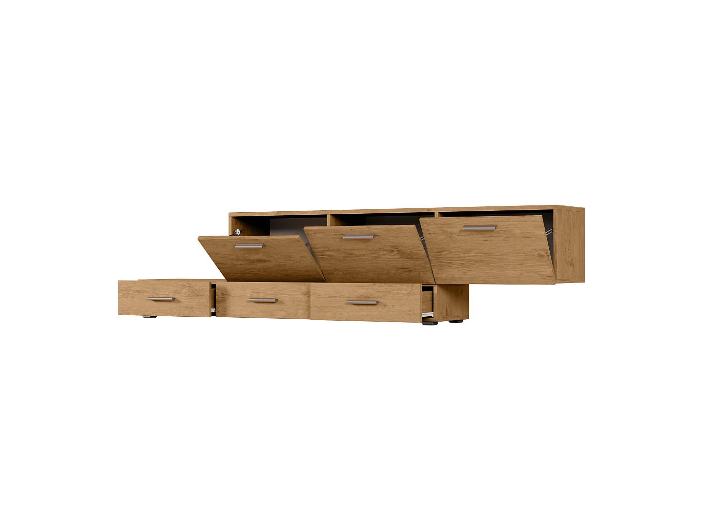 Commode modulable Multi-Smart 180–240 cm, sur pied ou suspendue, tiroirs et étagères, spacieuse et moderne