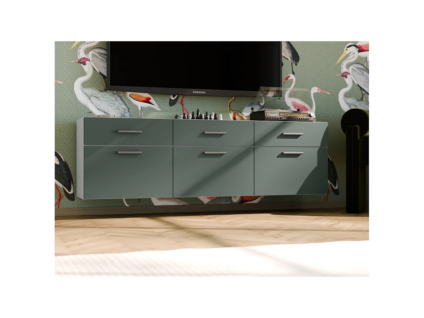 Commode modulable Multi-Smart 180–240 cm, sur pied ou suspendue, tiroirs et étagères, spacieuse et moderne quincaillerie de haute qualité