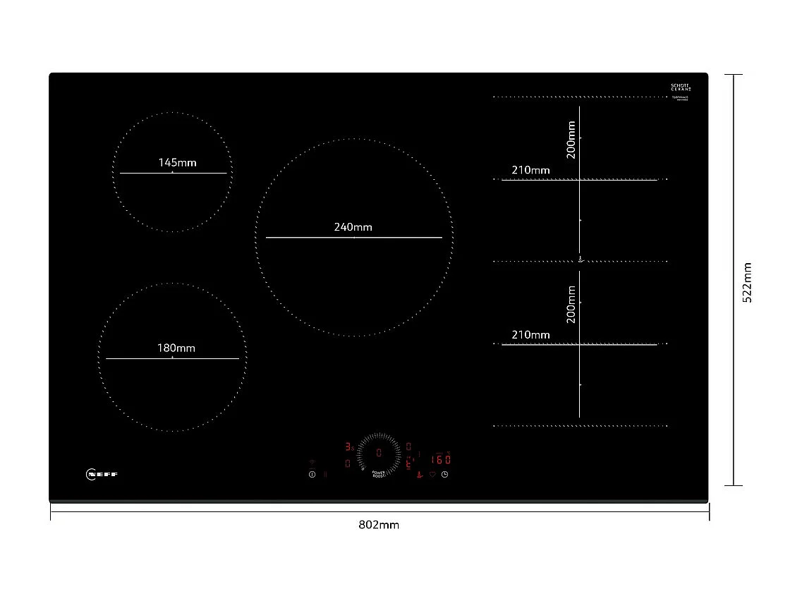 Neff Table de cuisson induction 80cm 5 feux 7400w noir - T68FHV4L0