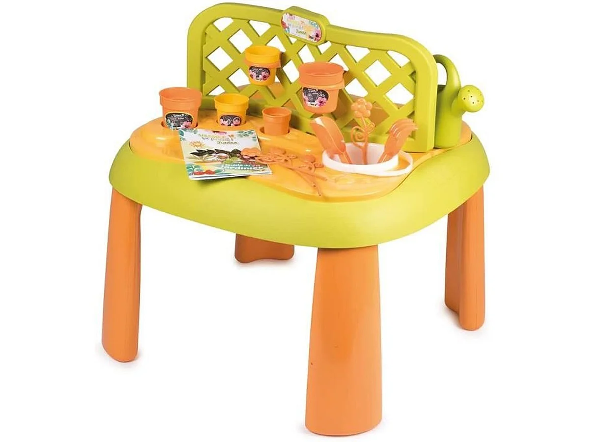 SMOBY Silence ça Pousse - Table de jardinage enfant (Vert/Orange) - Fabriqué en France