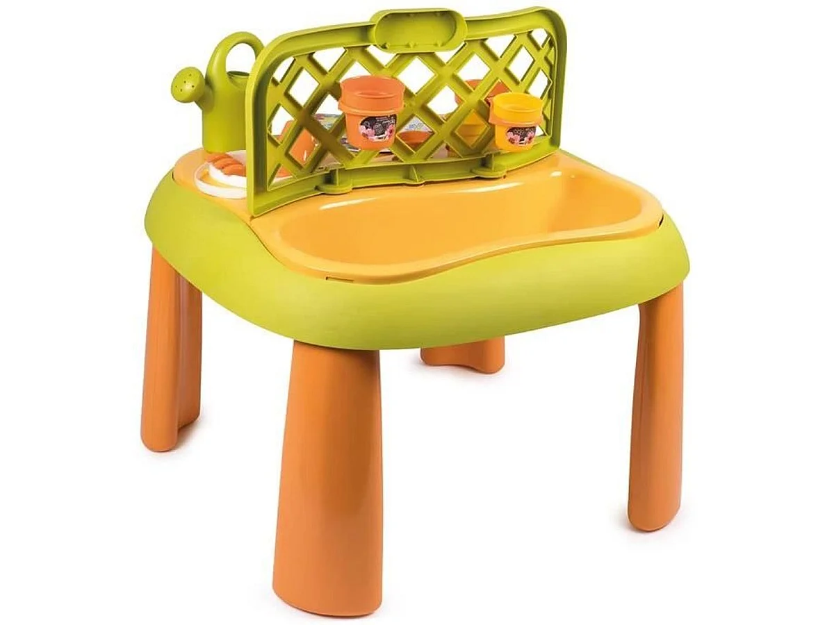 SMOBY Silence ça Pousse - Table de jardinage enfant (Vert/Orange) - Fabriqué en France
