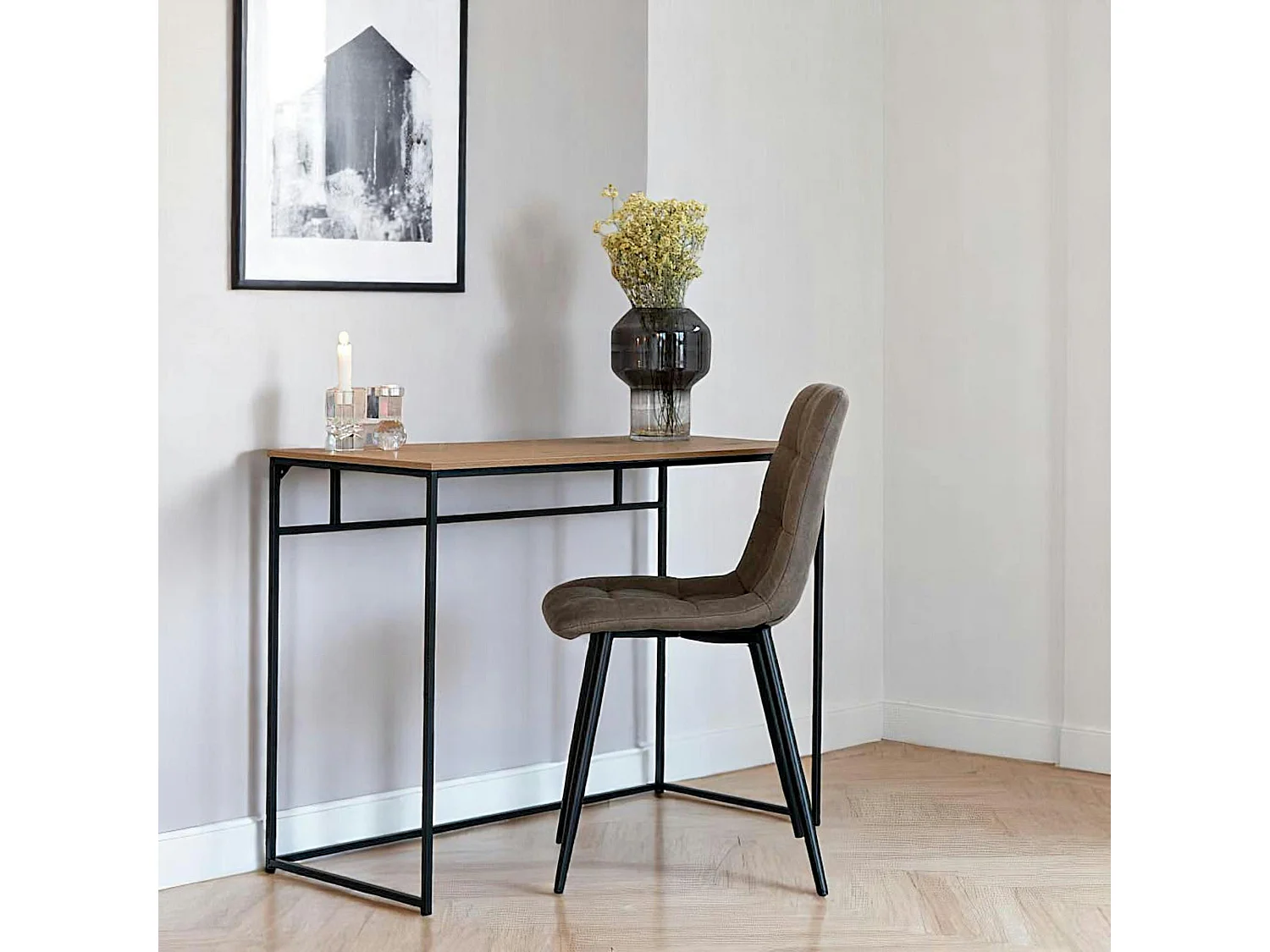 Bureau console design minimaliste effet bois clair TALLINN
