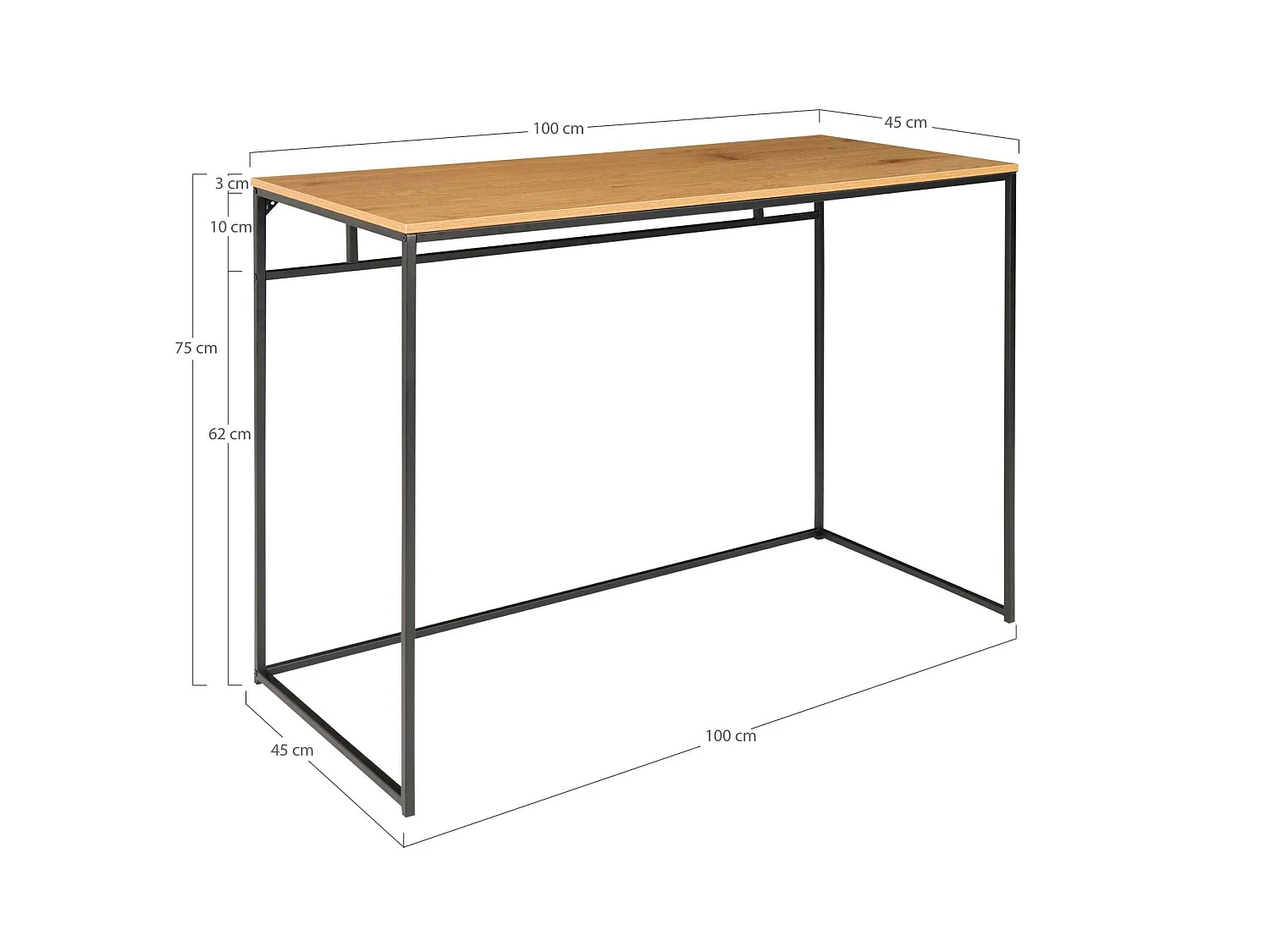 Bureau console design minimaliste effet bois clair TALLINN