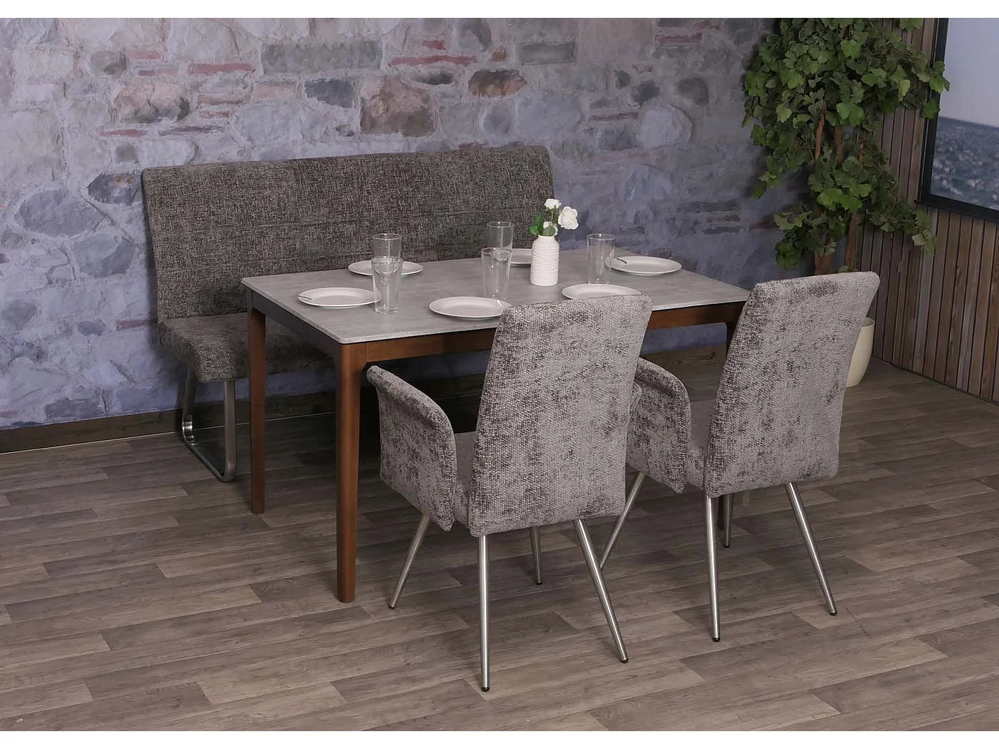 Eetkamer set MCW-G55 (3-delig),  donkergrijs
