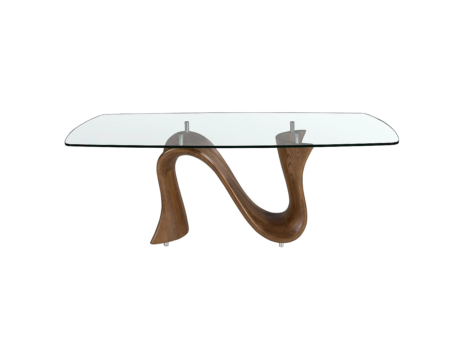 Table à manger ovale en forme de tonneau en verre trempé et noyer 1197 ANGEL CERDA