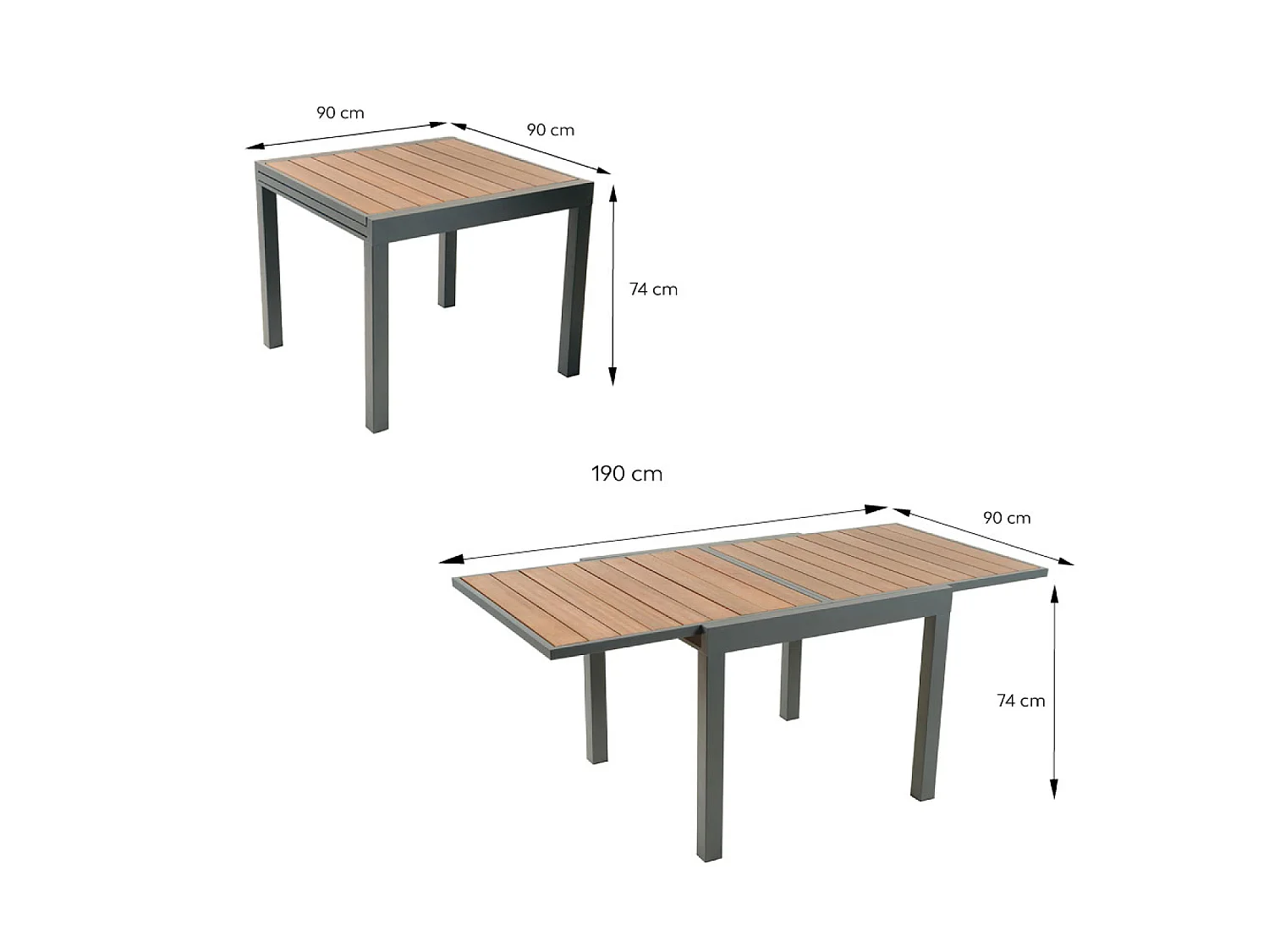 Salon de jardin 8 places en aluminium et bois d'eucalyptus NIDO