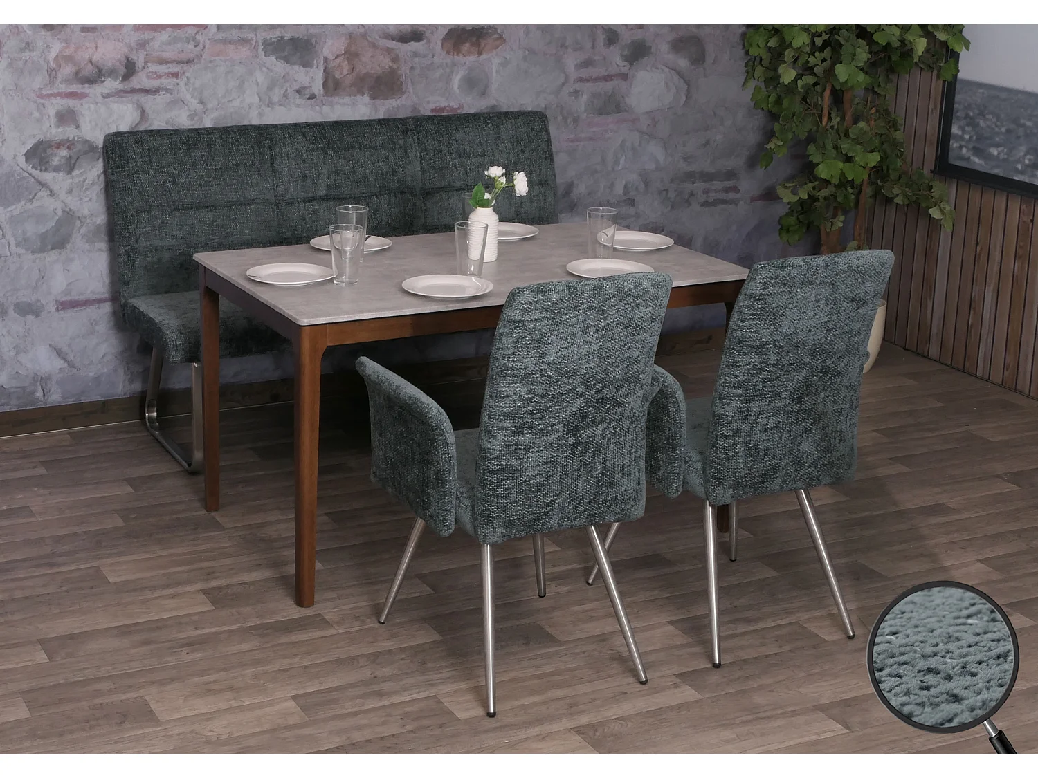 Conjunto de sala de jantar MCW-G55 (3 peças),  azul-verde