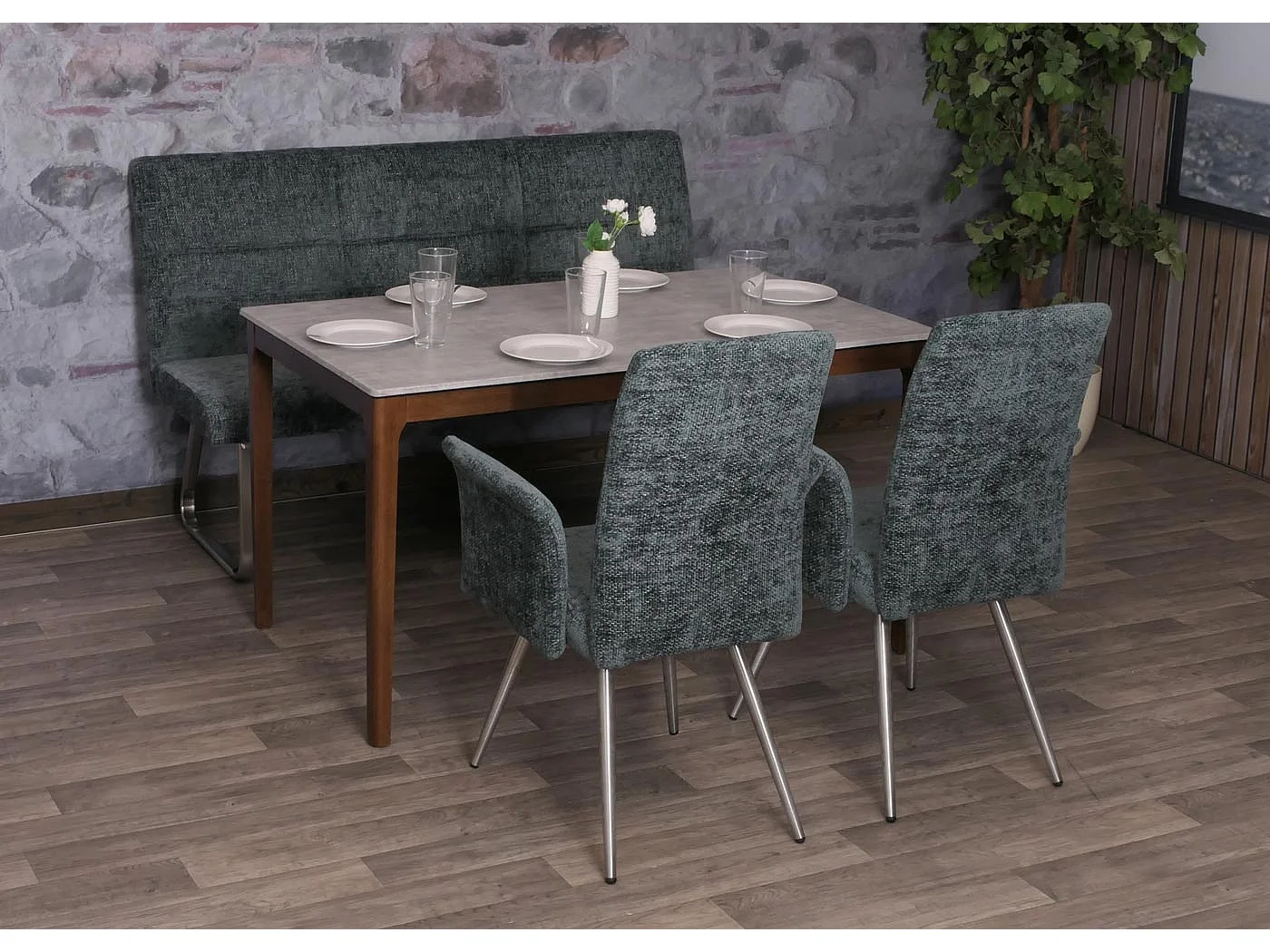 Conjunto de sala de jantar MCW-G55 (3 peças),  azul-verde