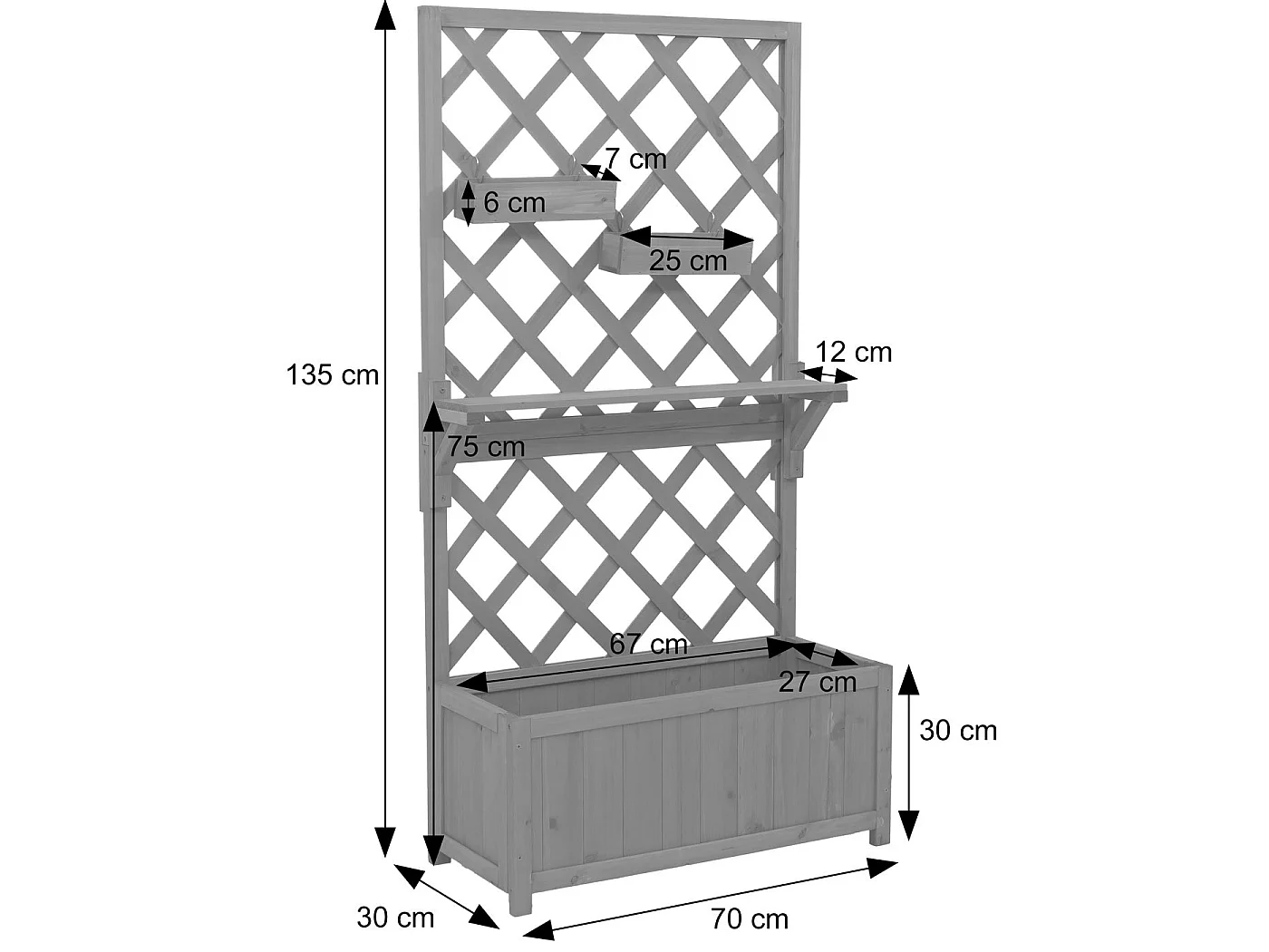 Canteiro elevado MCW-P68,  cinza antracite