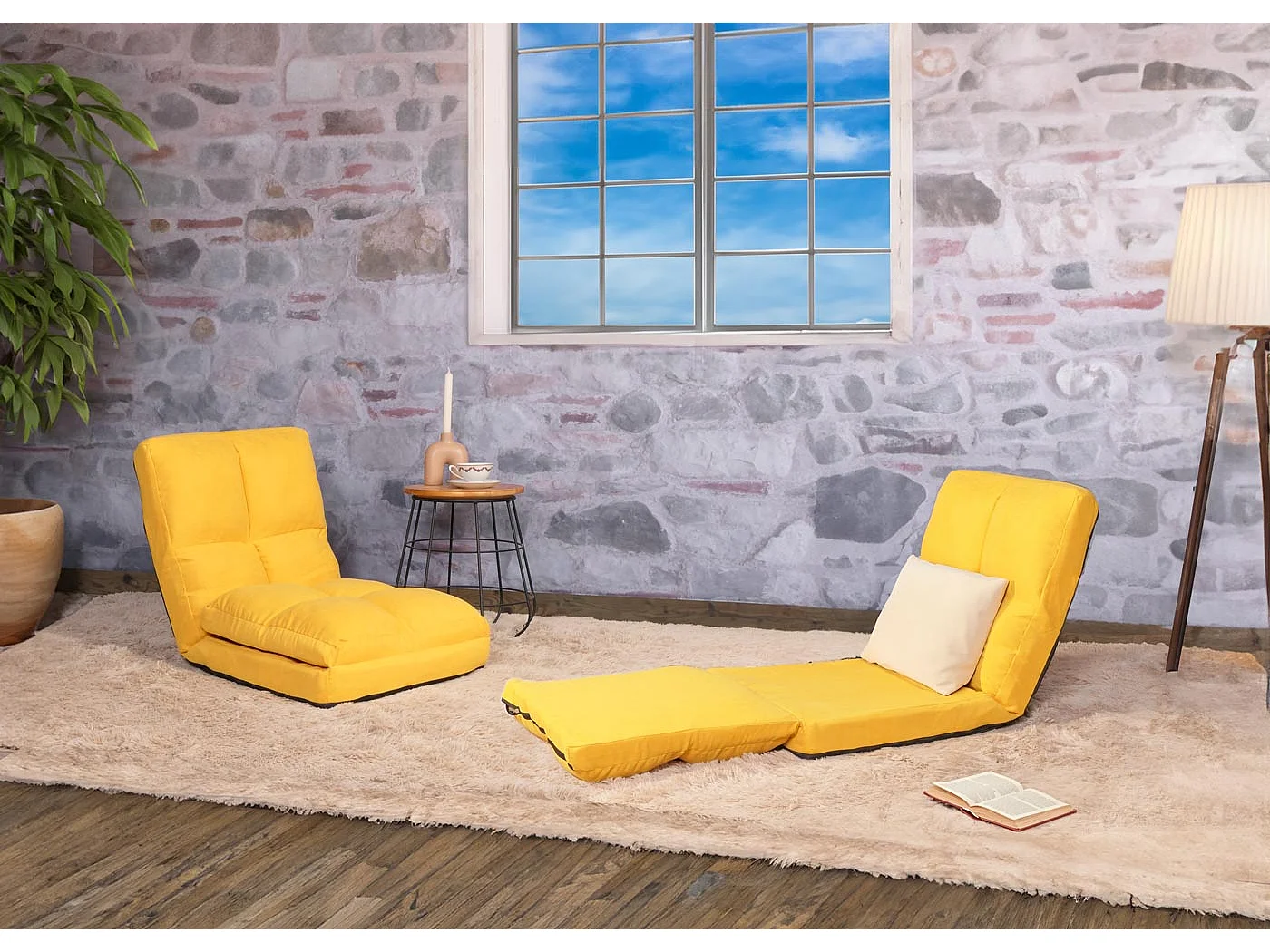 Fauteuil de sol MCW-N45,  jaune