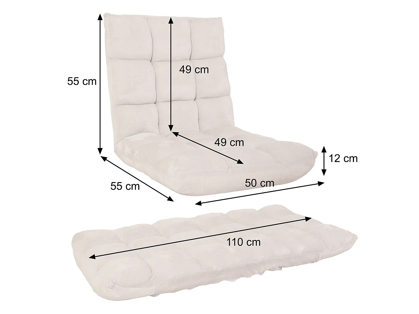 Vloerstoel MCW-N43,  creme-grijs