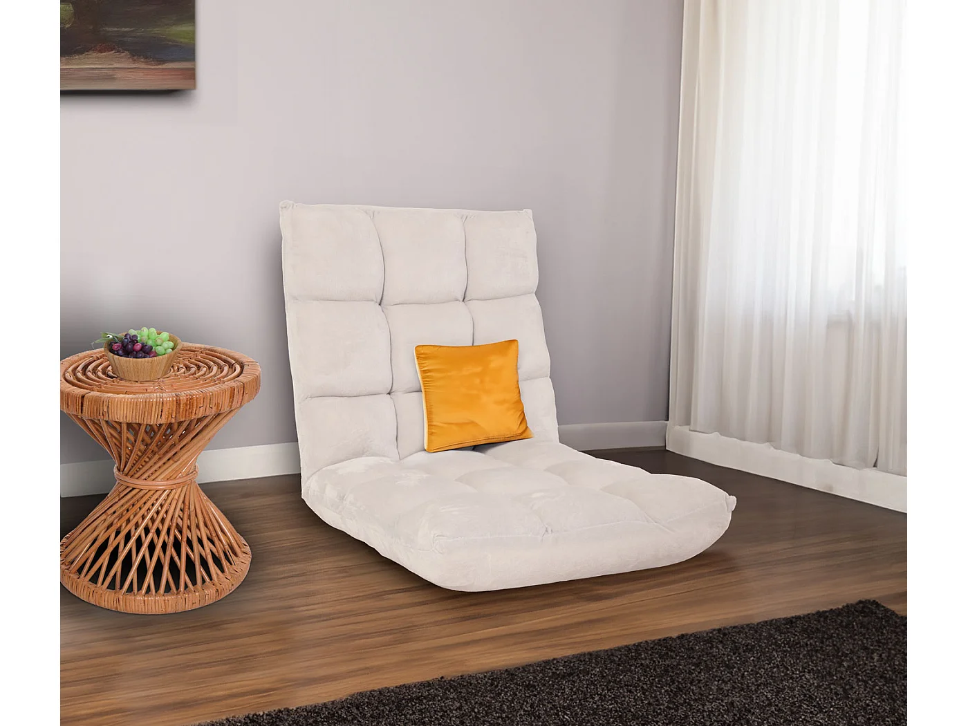 Vloerstoel MCW-N43,  creme-grijs