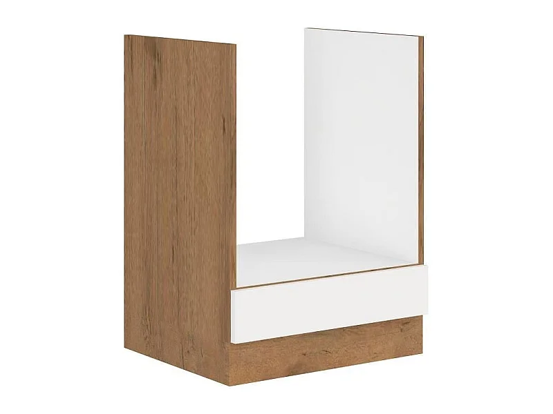 ROCK - Meuble bas four - Mélaminé chene Lancelot et Blanc brillant - 60 cm