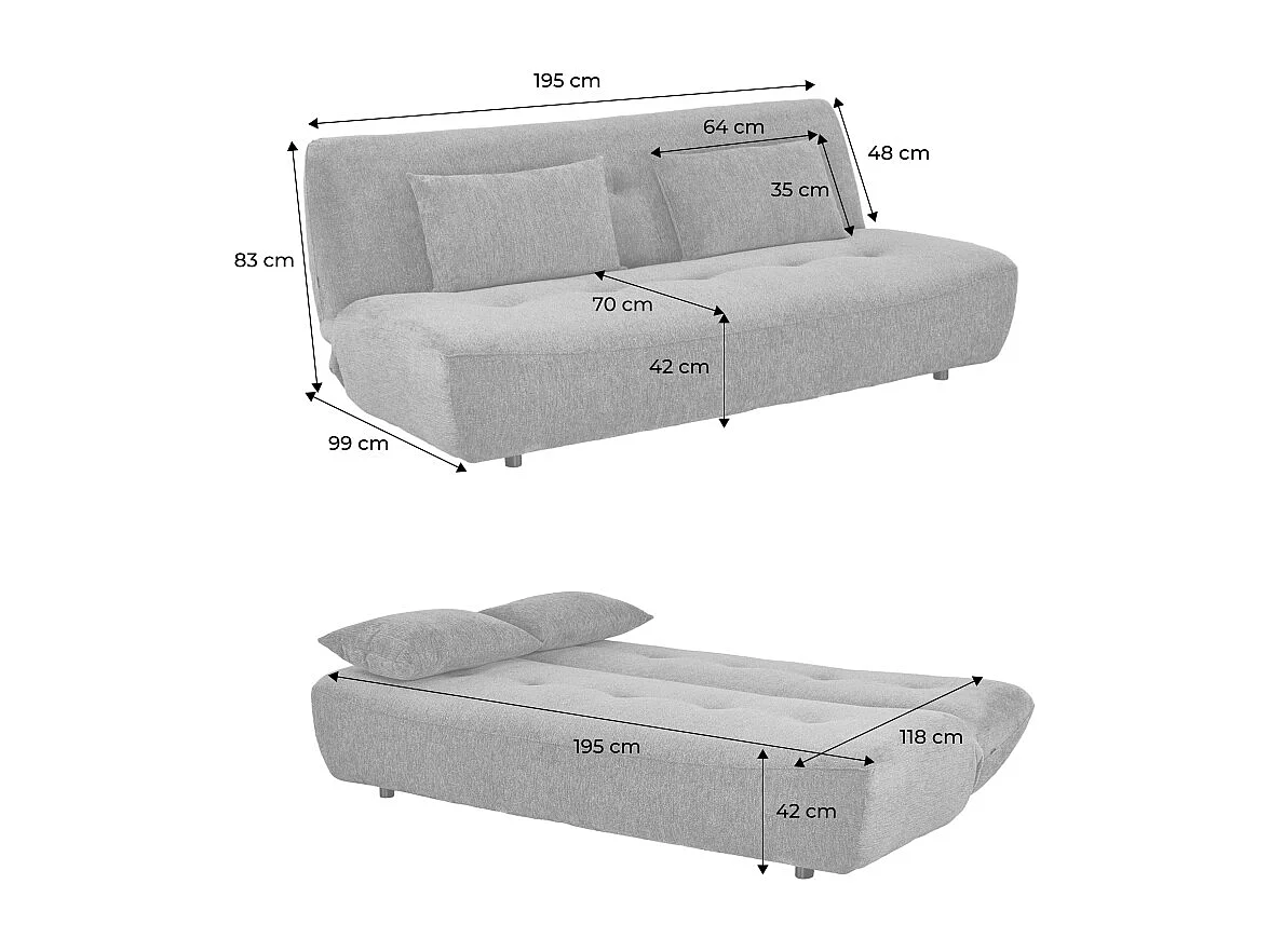 Banquette convertible tissu chenille 3 places blanc - Klik