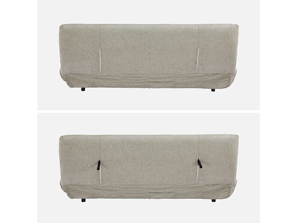Sofá cama de tela chenilla, 3 plazas beige