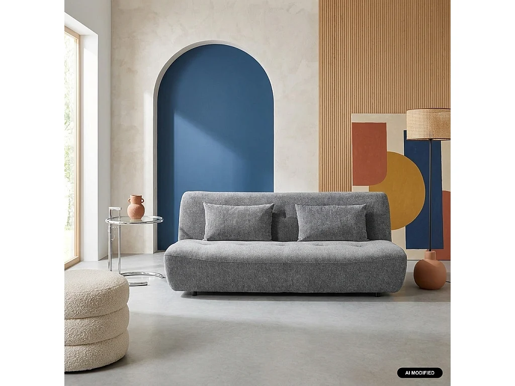 Canapé convertible clic-clac 3 places en tissu chenille gris KLIK