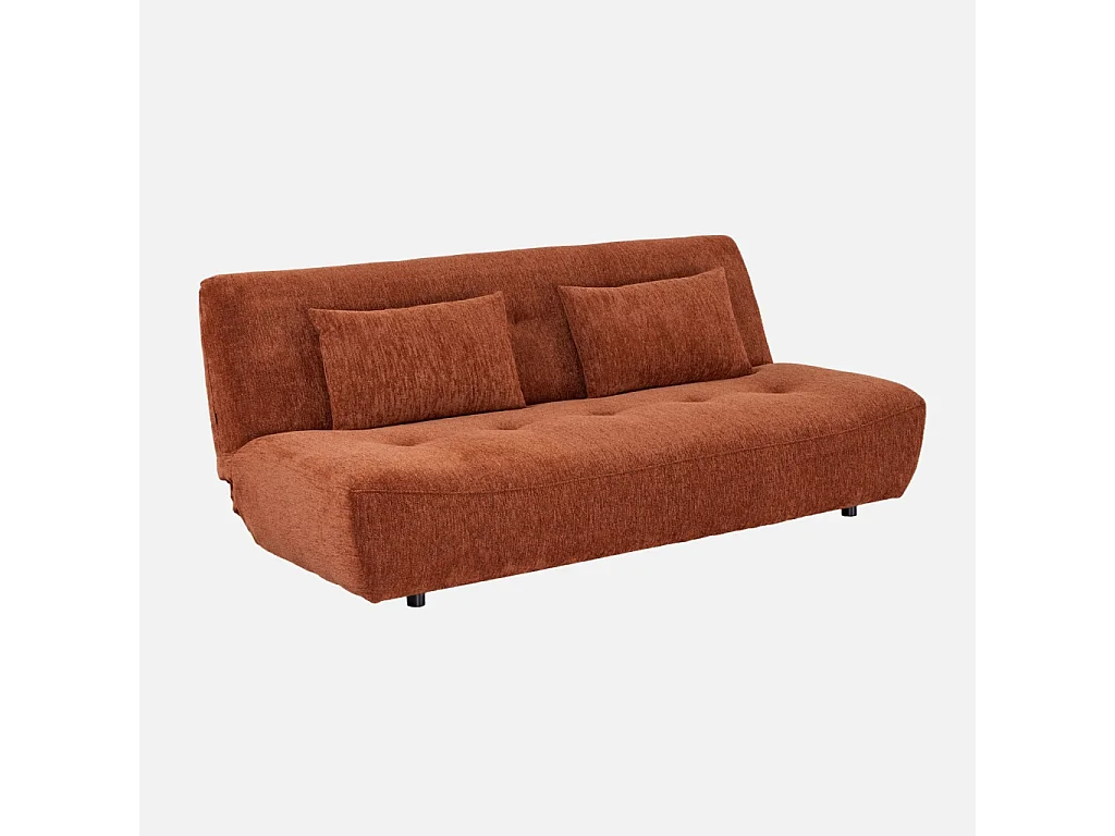 Banquette convertible tissu chenille 3 places terracotta - Klik
