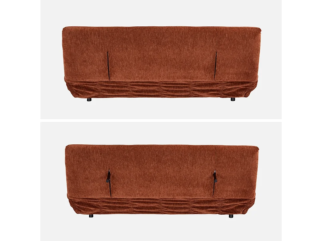 Banquette convertible tissu chenille 3 places terracotta - Klik