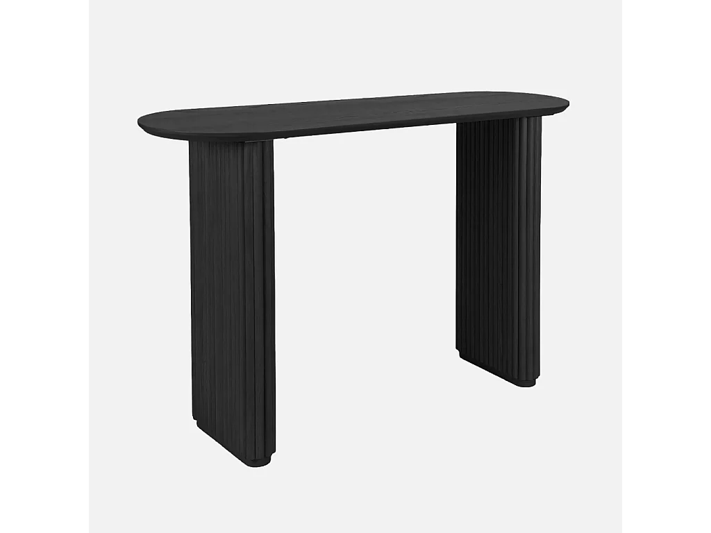 Console ovale bois d'hévéa placage chêne noir - Gabrielle