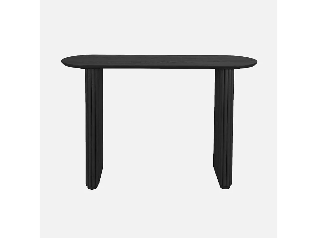 Console ovale bois d'hévéa placage chêne noir - Gabrielle