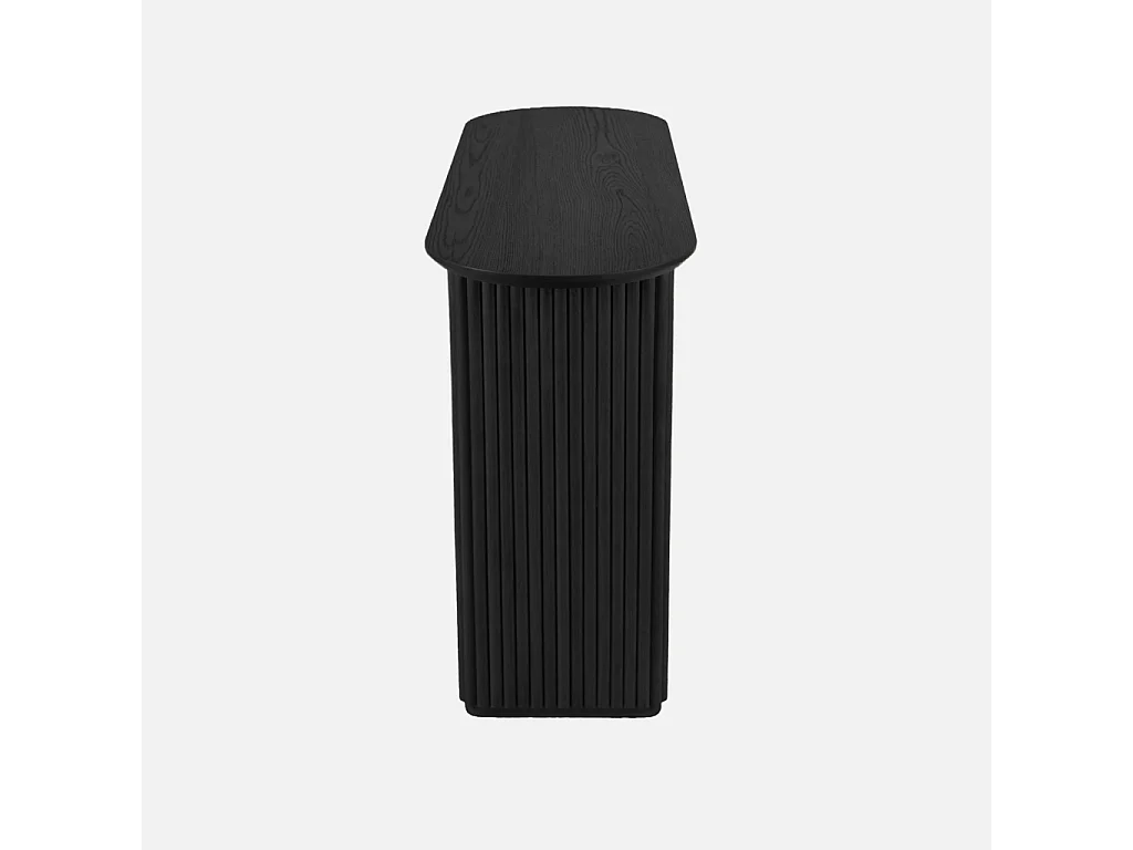 Console ovale bois d'hévéa placage chêne noir - Gabrielle