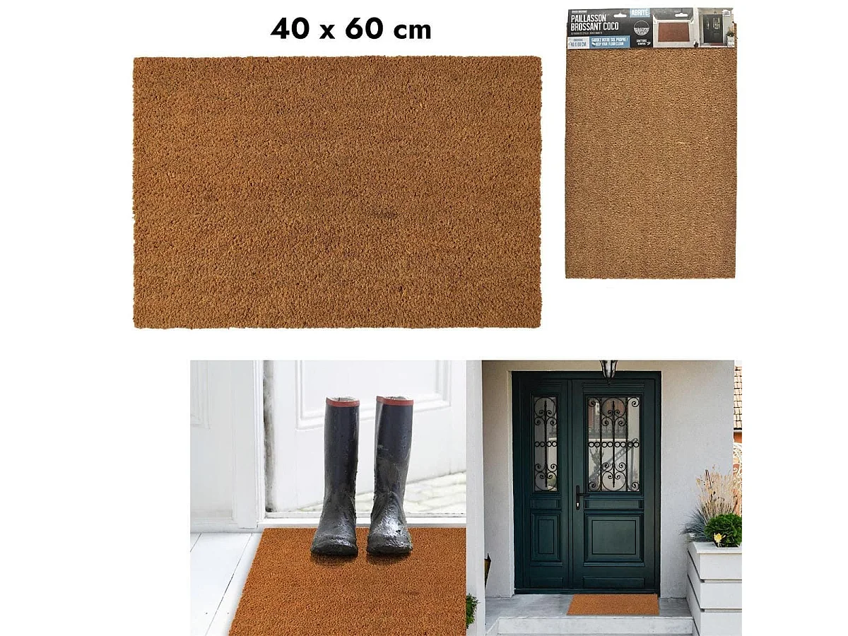Tapis d'Entrée Brossant Coco 40x60cm, Ultra Efficace, Fibre Naturelle - QUORE