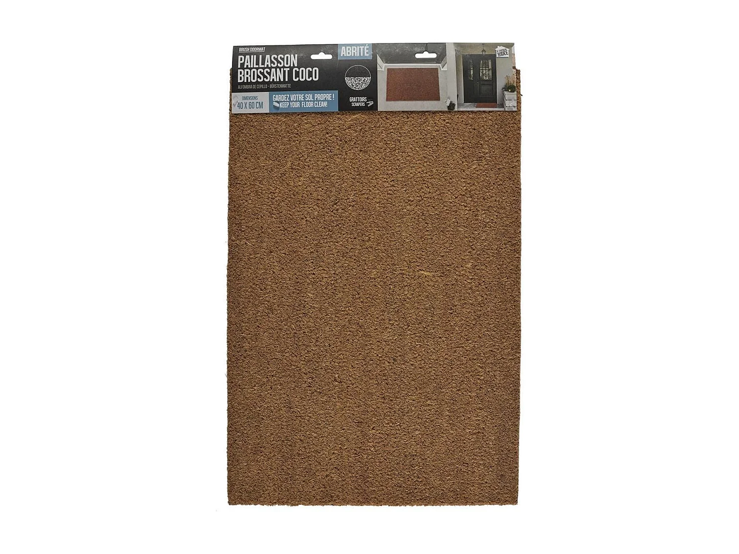 Tapis d'Entrée Brossant Coco 40x60cm, Ultra Efficace, Fibre Naturelle - QUORE