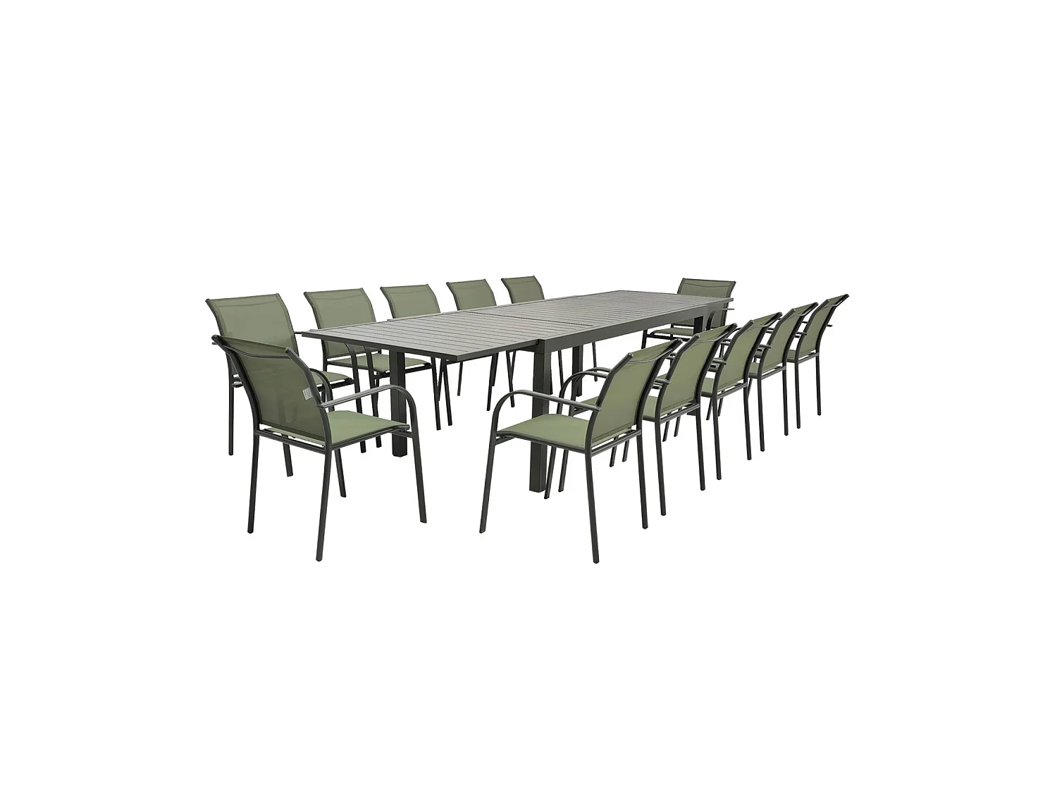 Table de jardin extensible aluminium 10-12 places kaki - Elora