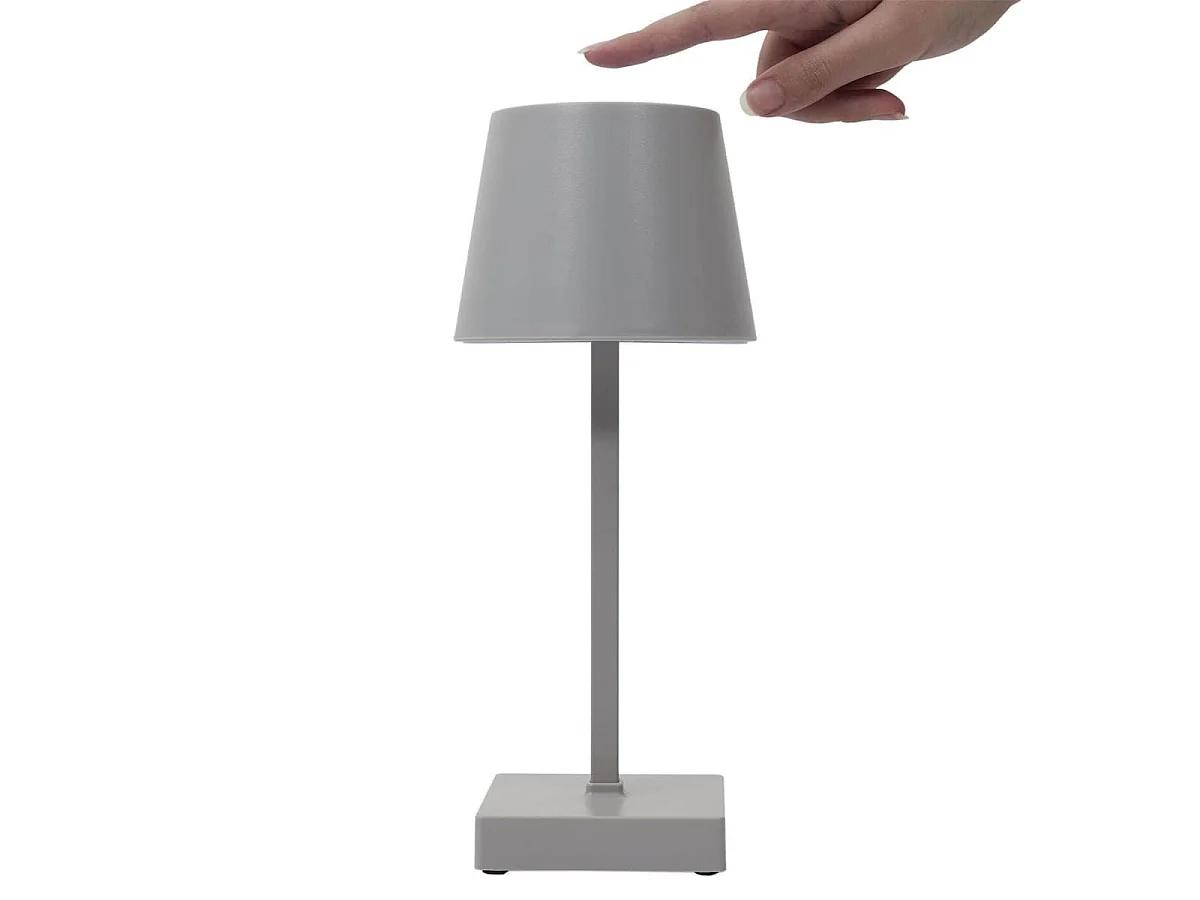 Lampe à poser led tactile taupe rechargeable USB avec 3 intensités de lumière blanche