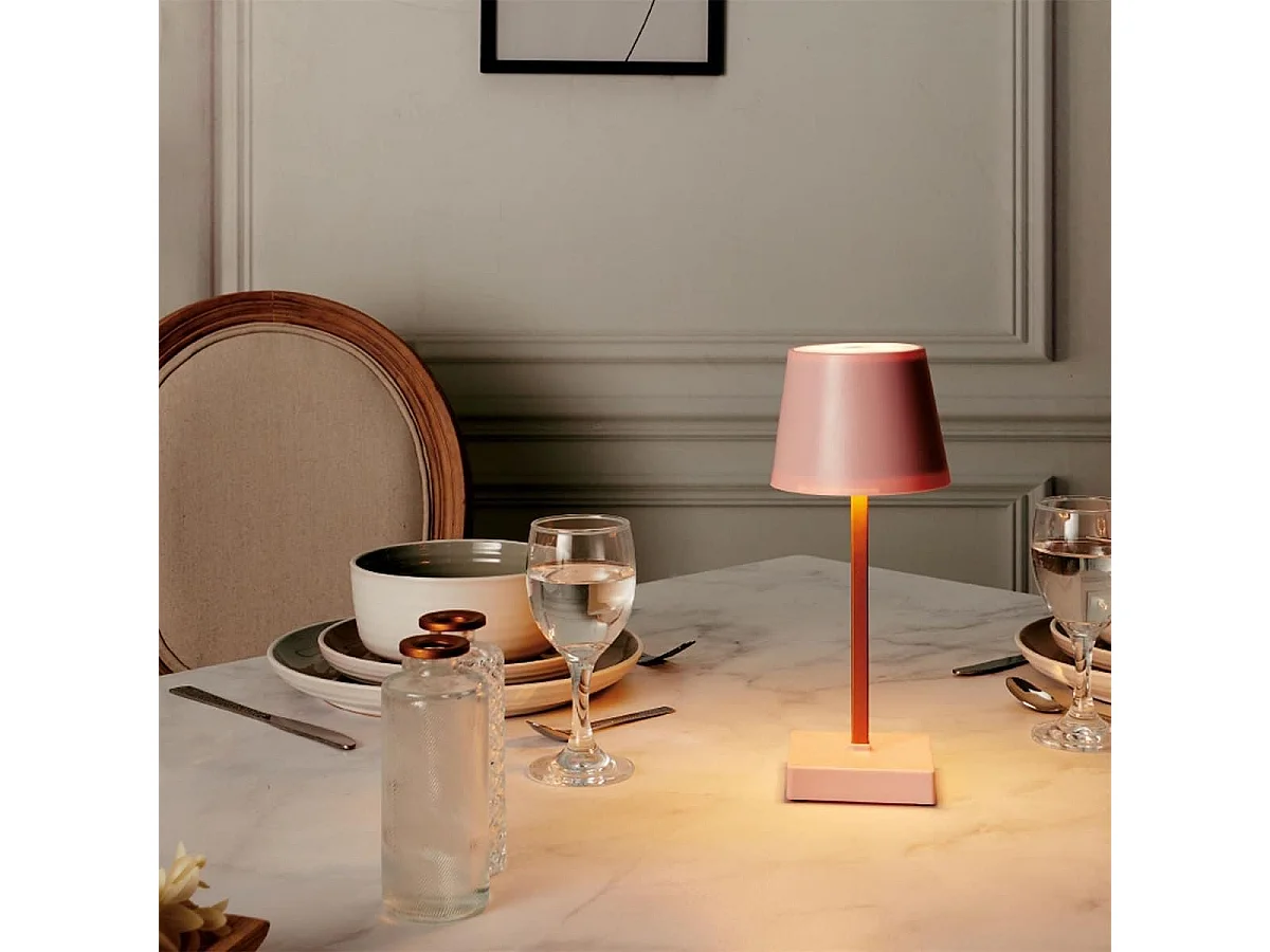 Lampe à poser led tactile rose rechargeable USB avec 3 intensités de lumière blanche