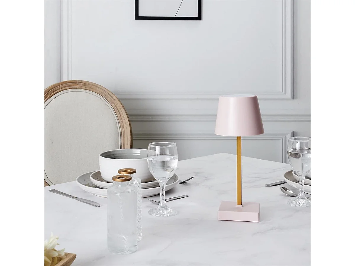 Lampe à poser led tactile rose rechargeable USB avec 3 intensités de lumière blanche