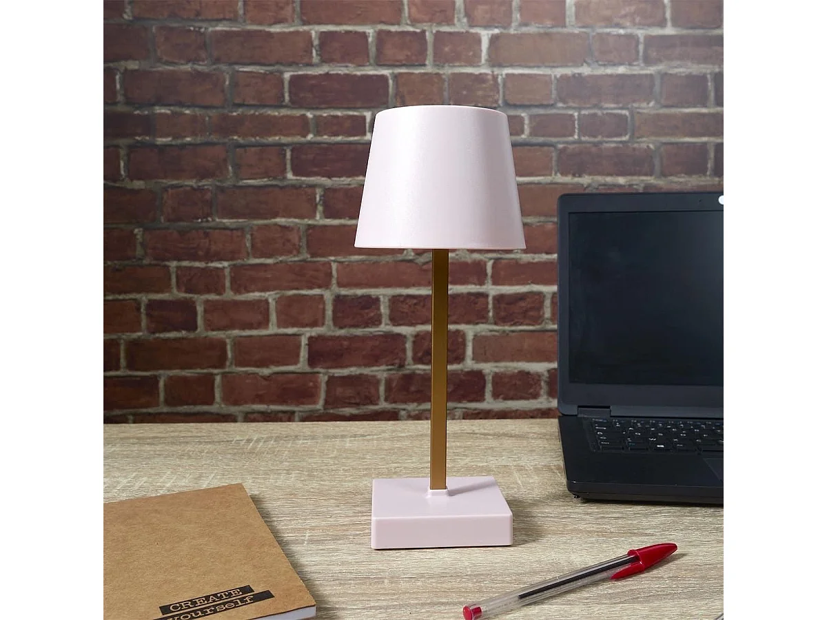 Lampe à poser led tactile rose rechargeable USB avec 3 intensités de lumière blanche