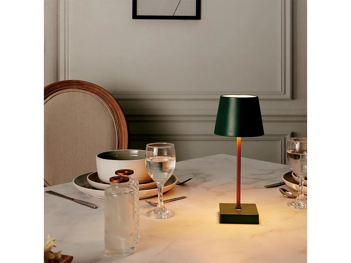 Lampe à poser led tactile vert rechargeable USB avec 3 intensités de lumière blanche
