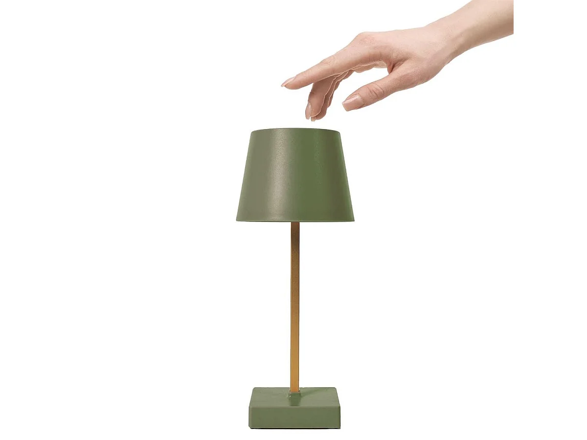 Lampe à poser led tactile vert rechargeable USB avec 3 intensités de lumière blanche