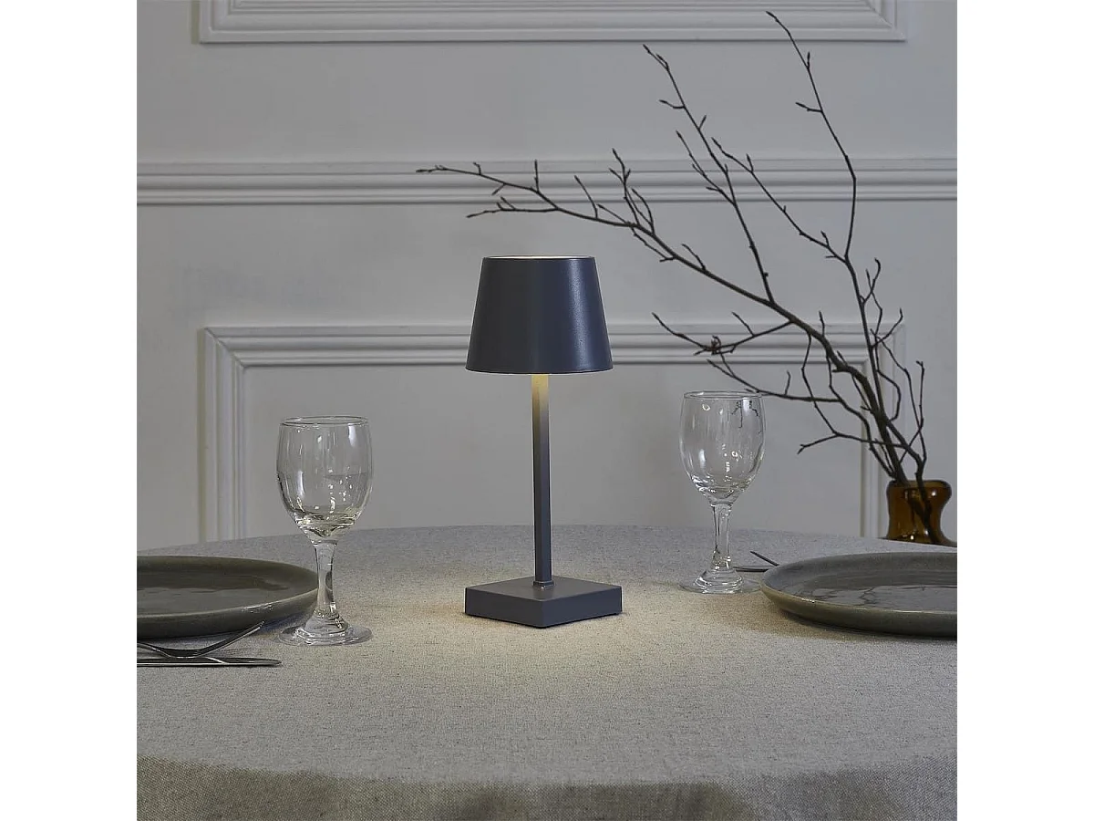 Lampe à poser led tactile gris rechargeable USB avec 3 intensités de lumière blanche