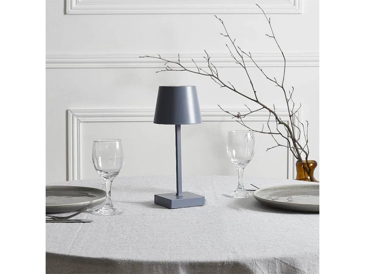 Lampe à poser led tactile gris rechargeable USB avec 3 intensités de lumière blanche