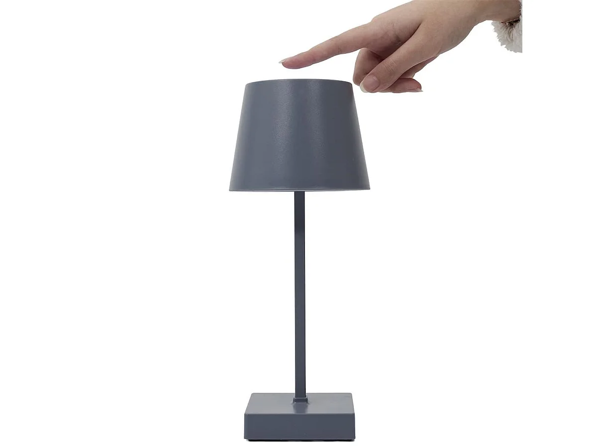 Lampe à poser led tactile gris rechargeable USB avec 3 intensités de lumière blanche