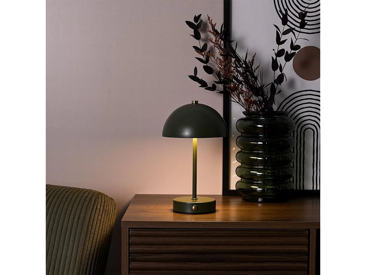 Lampe à poser en métal vert rechargeable (H25cm)